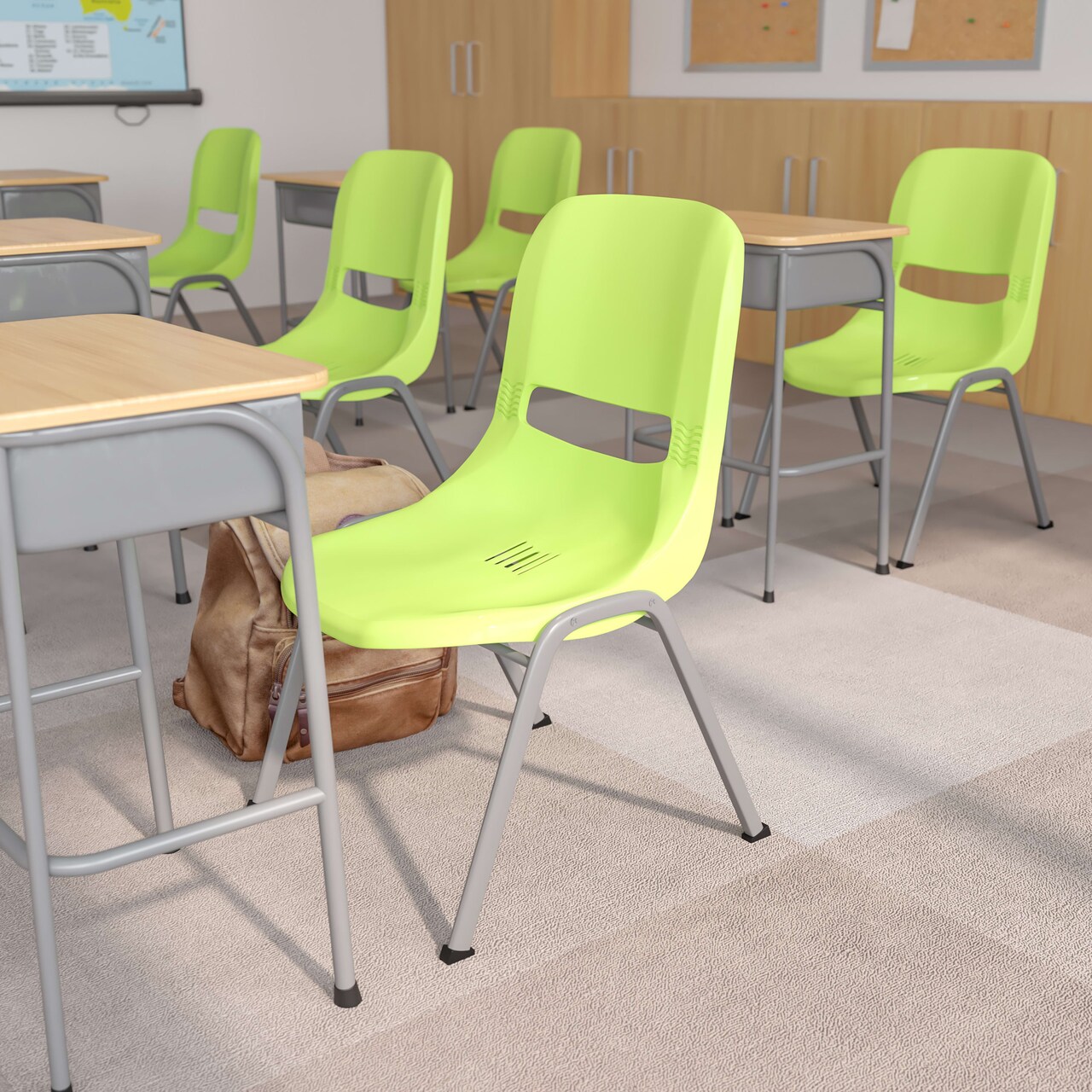 Emma and Oliver Ergonomic Shell Student Stack Chair - Classroom Chair / Office Guest Chair